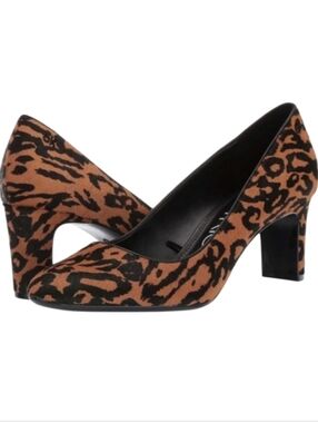 NWT Calvin Klein Leopard Animal Print Haircalf Heels 7